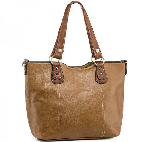 Lady Valise handbag style highlights high quality camel tote