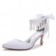 Female satin, comfortable, wedding heel shoes, low-heeled pointed shoes pearls, imitation pearls, lace stitching