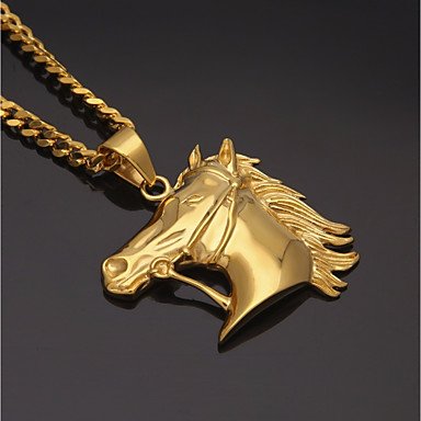 Link pendant necklace, necklace, stainless steel horse, creativity, fashion, jewelry 70 cm stainless steel necklace gift