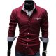 Men working cotton Slim large size T-shirt, solid color basic classic collar, long-sleeved