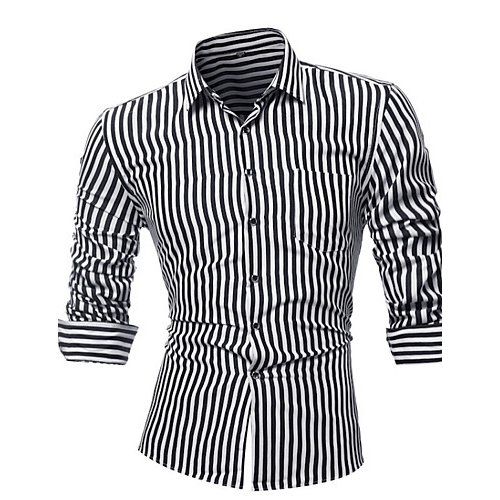 Men cotton shirt, striped, long-sleeved