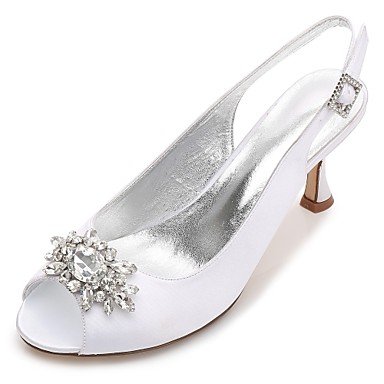 Satin shoes, comfortable wedding shoes heel, low heel round, open toe rhinestones