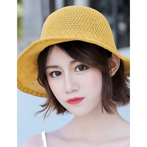 Women cute polyester straw hat, sun hat, floral print