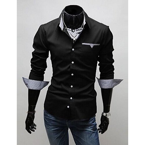 Male formal work daily plus size shirts, striped long-sleeved cotton solid