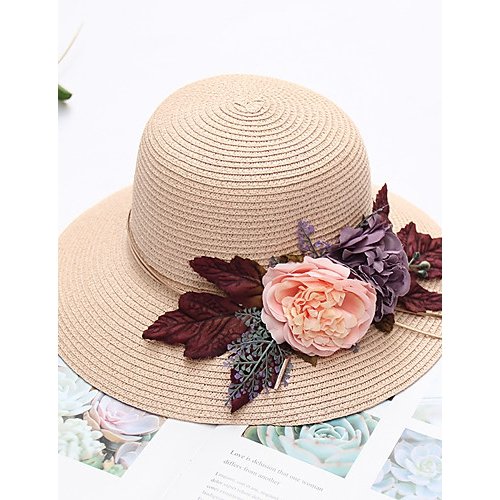 Women basic cute straw lace straw hat, floral