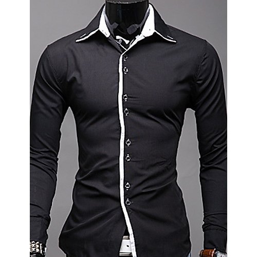 Men casual cotton work shirt, solid color printing, long-sleeved