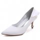 Female satin, comfortable, wedding heel shoes, low-heeled pointed shoes draping, lace stitching, side draping