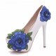 Women and sweet wedding platform shoes round rhinestones, satin flower