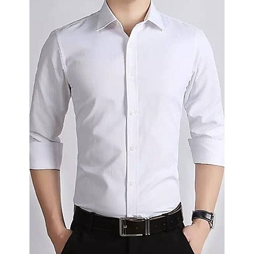 Men shirts, solid color collar, long-sleeved