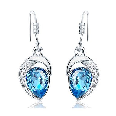 Women cubic zirconia earrings earrings geometry, light blue zircon