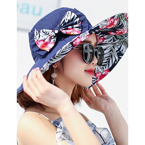 Women vitality cute cotton polyester sun hat, floral print