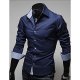 Men working cotton Slim large size T-shirt, solid color basic classic collar, long-sleeved