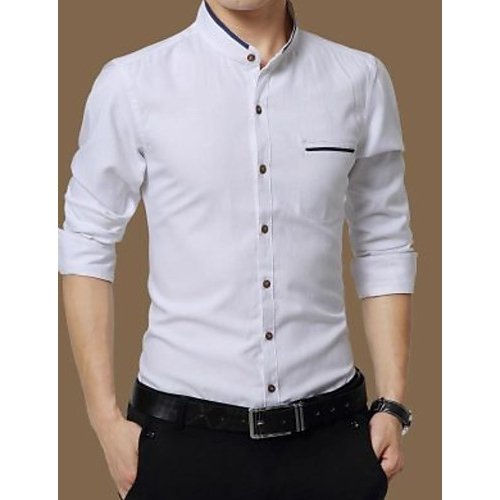 Men work shirt, solid color, long-sleeved