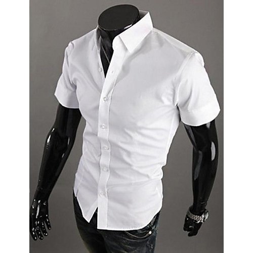 Men working cotton Slim large size T-shirt, solid color basic spread collar, short sleeves