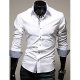 Men working cotton Slim large size T-shirt, solid color basic spread collar, long sleeves