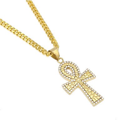 Cubic zirconia fashion link pendant necklace, necklace, titanium steel cross, faith stylish, stainless steel 70 cm necklace jewe