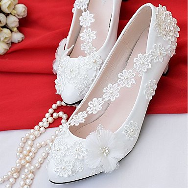 Lace shoes, comfortable wedding toe toe, round imitation pearls