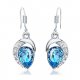 Women cubic zirconia earrings earrings geometry, light blue zircon