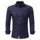 Men Slim shirt, solid color, long-sleeved