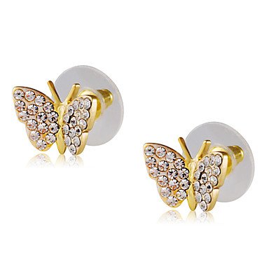 Women Zircon stud earrings, zircon, butterfly classic, stylish, elegant, evening and professional office