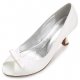 Female satin, comfortable wedding shoes heel, low heel open-toe bow, applique, satin flower