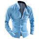 Men working cotton Slim T-shirt, solid color button down collar, long-sleeved