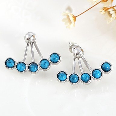 Women turquoise earrings, turquoise jewelry retro fashion simple steel