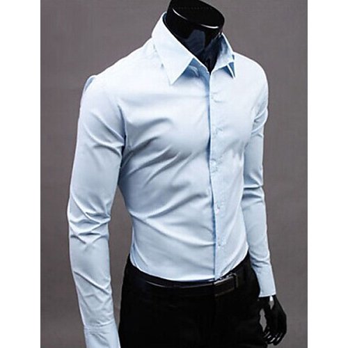 Man working large size T-shirt, solid color classic collar, long-sleeved